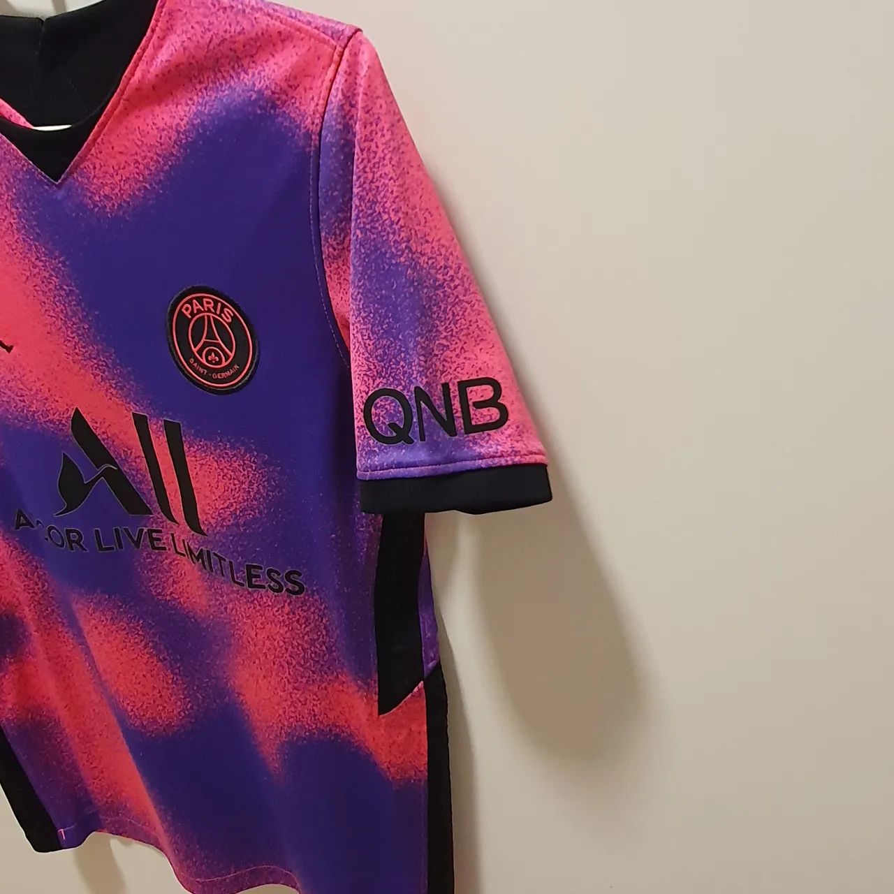 Camisa infantil do PSG marca original Nike Jordan nas cores rosa e roxo c/ detalhes pretos - Foto 6