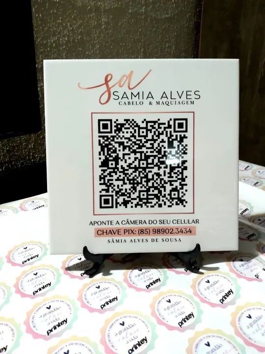 Quadro de Pix azulejo personalizado com qr code e sua logomarca