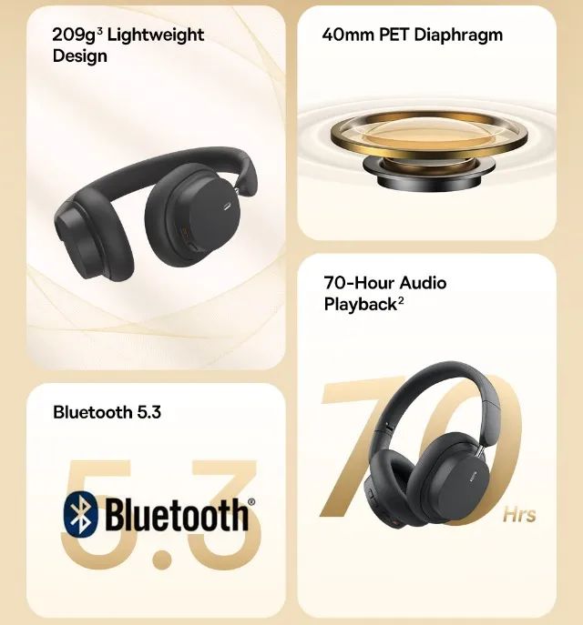 Headphone Baseus Bowie D05 Bluetooth 5.3 70 Hrs - Foto 3