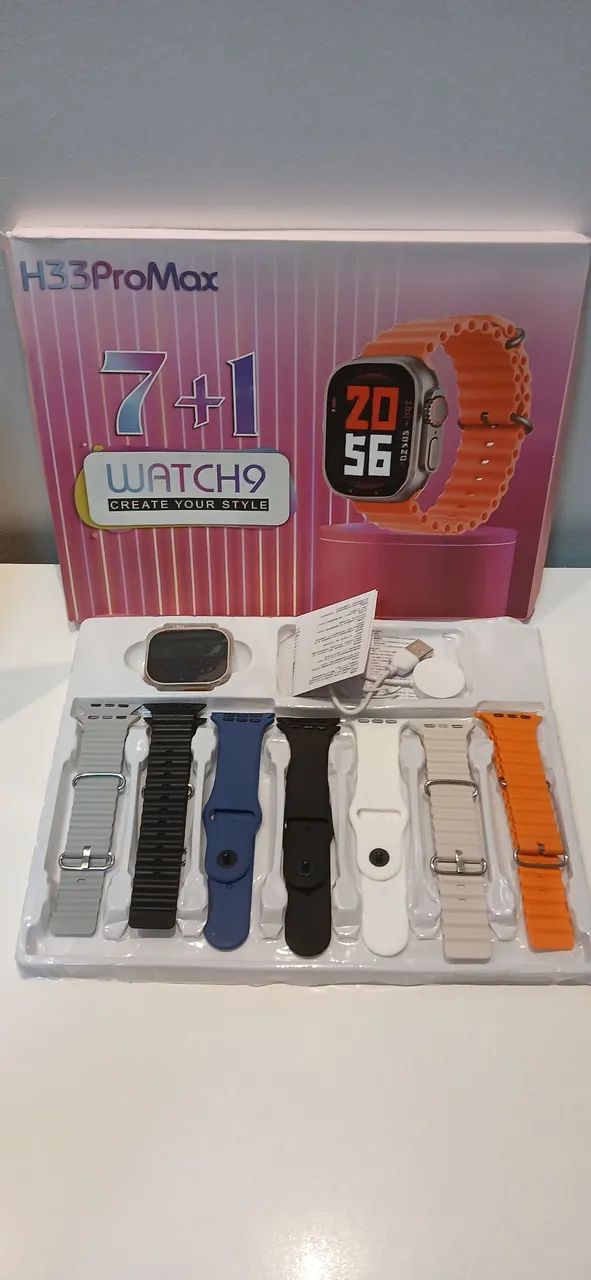 Smartwatch 7+1 com pulseiras extras
