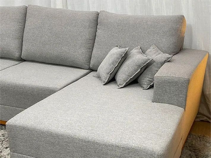 Sofá 3 Lugares com Chaise Linho Cinza - Foto 2