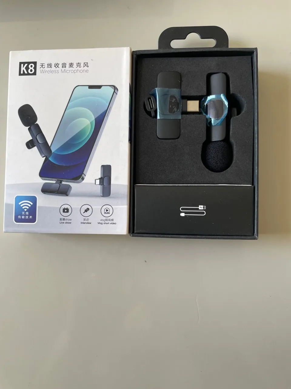 Microfone Wireless K8 para Celular - Gravação Profissional