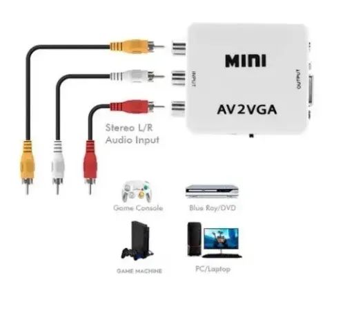Adaptador Conversor Av X Vga Av2 Mini HD Áudio e Vídeo - Foto 2