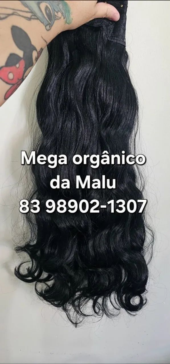 Mega Hair orgânico no tic tac Preto liso ondulado 150 gramas 70cm Entrega gratuita em JP - Foto 4