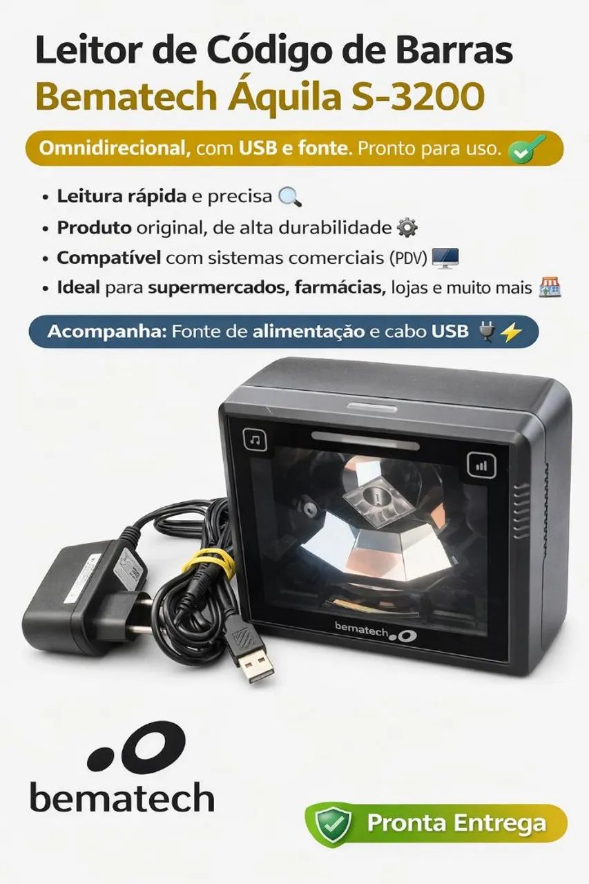 LEITOR DE CÓDIGO DE BARRAS BEMATECH ÁQUILA S3200 - Foto 3