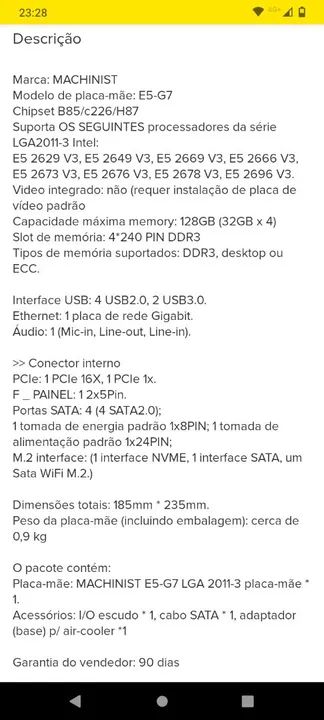 Placa-mãe MACHINIST-G7 X99,+ processador xeon 2666. - Foto 4