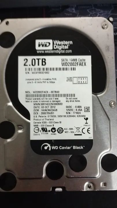 HD Western Digital 2TB Gamer SATA