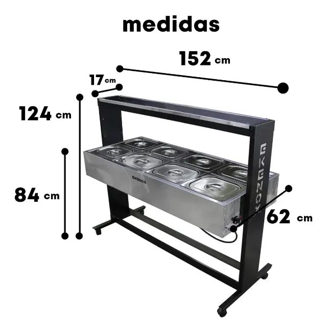 Carrinho Buffet Térmico Self Service Inox 8 Cubas 220v - Inox - 220v Carrinho Buffet Térmi - Foto 4
