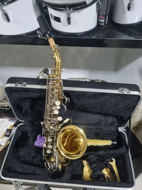 Sax Soprano Curvo Sib Novo - Foto 4
