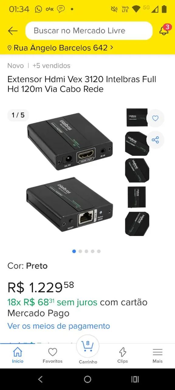 Extensor Hdmi Vex 3120 Intelbras Full Hd 120m Via Cabo Rede - Foto 3