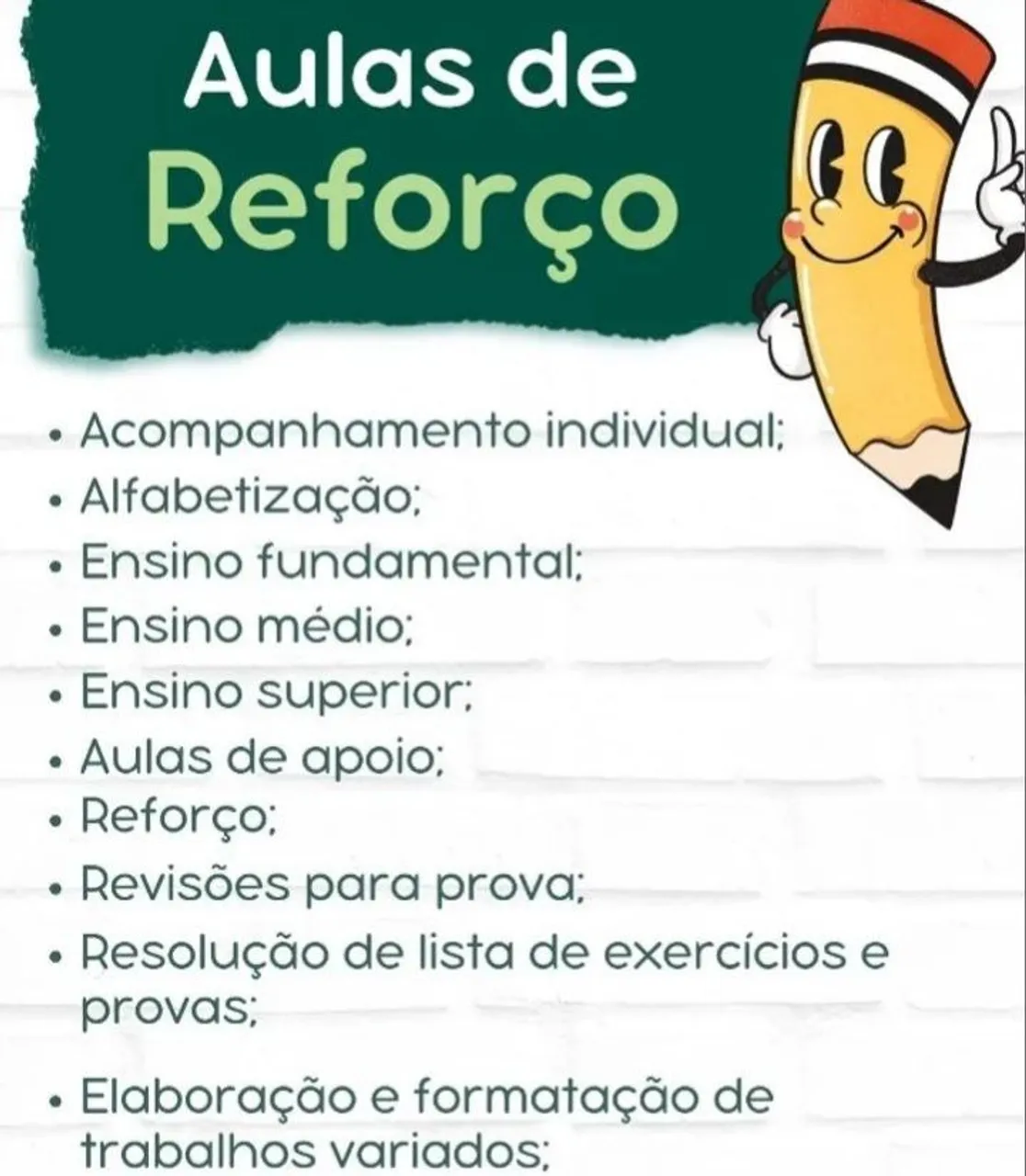 AULAS DE REFORÇO OLINE OU PRESENCIAL