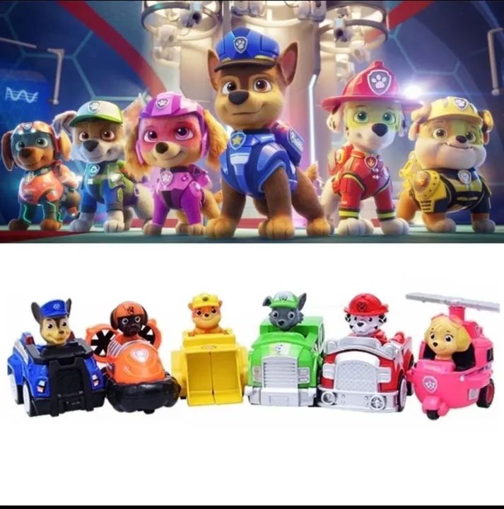 Patrulha Canina - Carrinhos com Personagens - 8 Peças