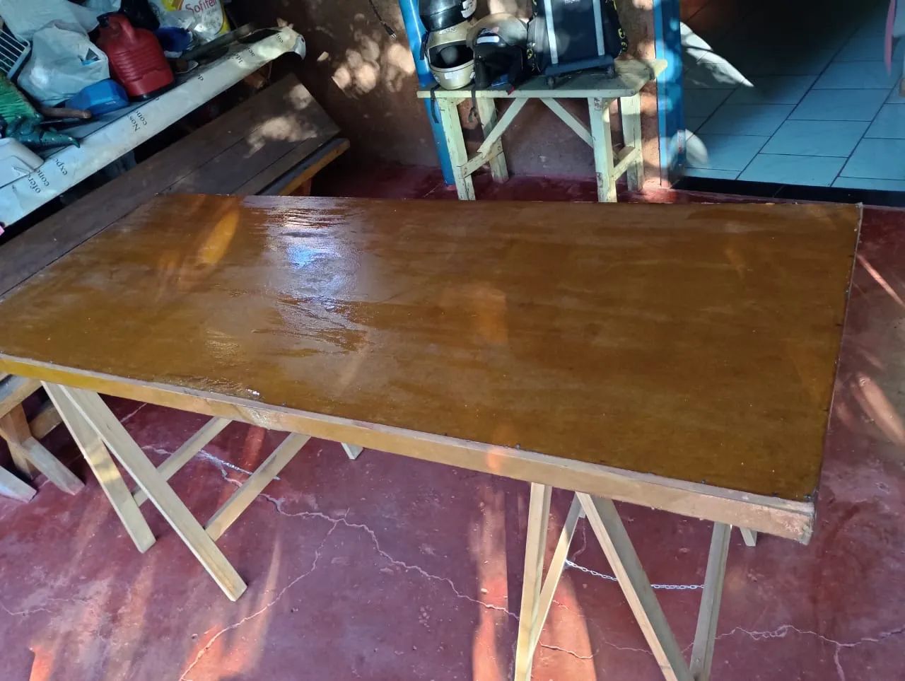Mesa de madeira branca c - Foto 3