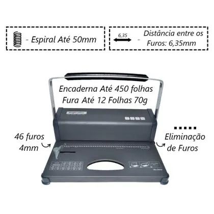 Encadernadora para espiral 12fls64662180153345121