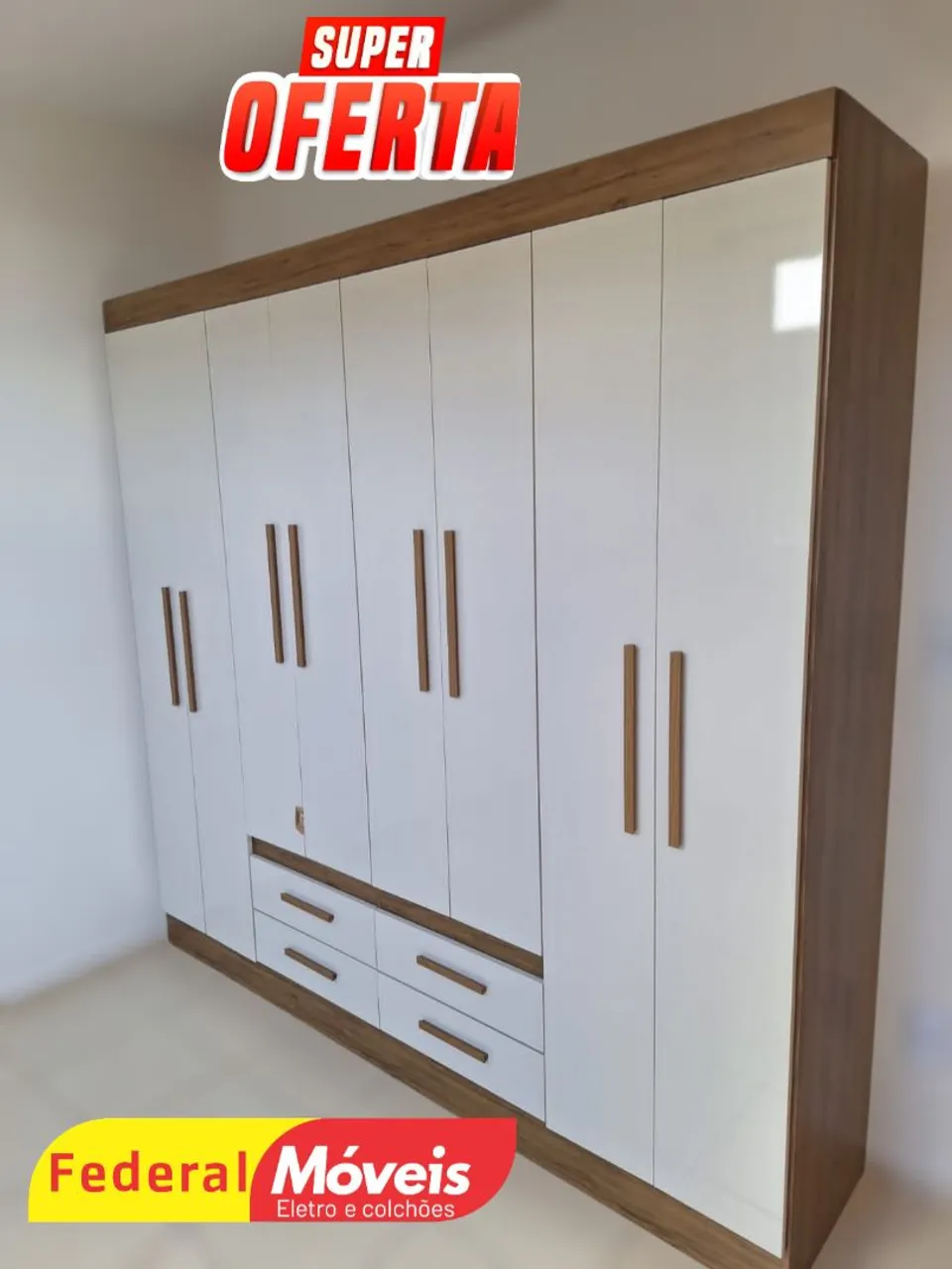Guarda Roupa 8 Portas e 4 Gavetas - Espaço de Sobra para Sua Organização!