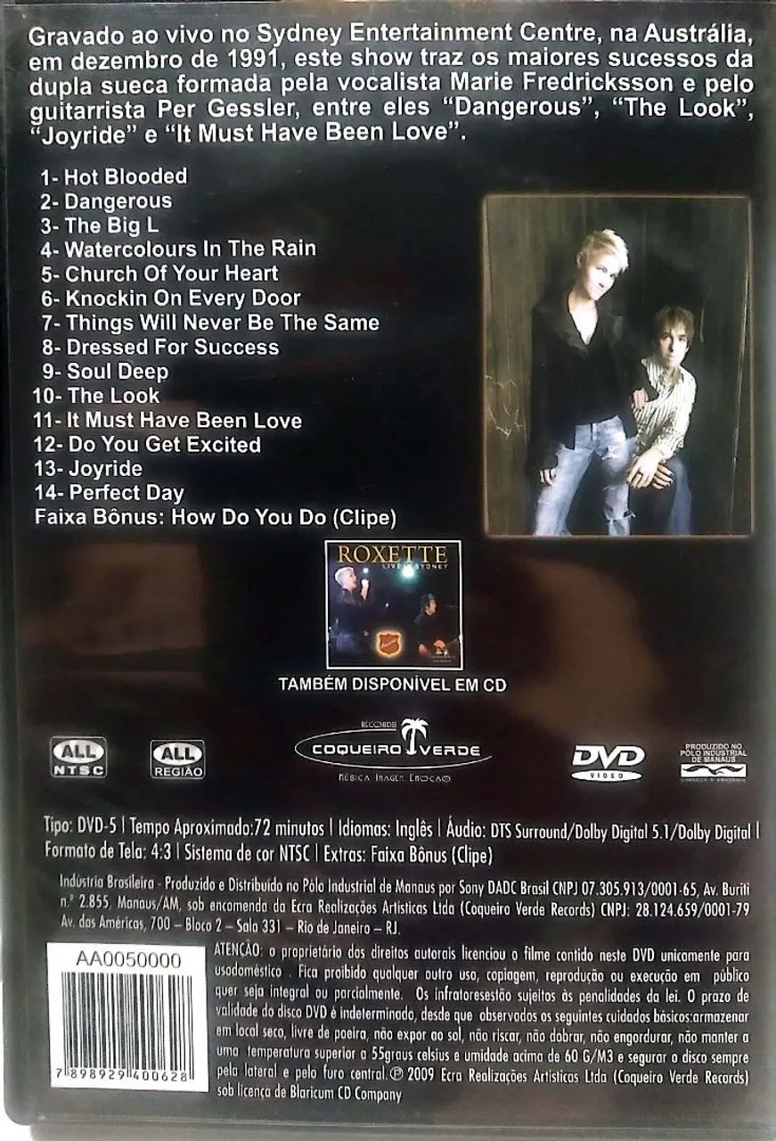 DVD do show "Roxette - Live in Sydney" - Foto 2