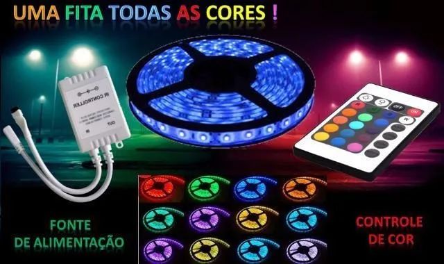 Fita Led 5m Rolo Rgb 5050 + fonte - Foto 2