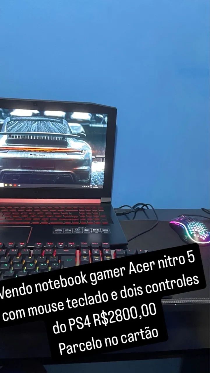 Notebook Gamer Acer Nitro 5 com acessórios