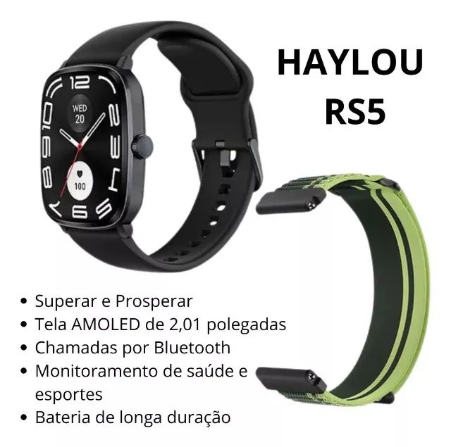 Smartwatch Haylou Rs5 2.01 Amoled Screen Hd 2 Pulseiras - Foto 2