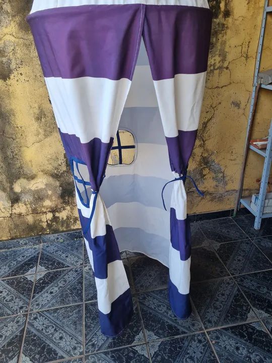 Casinha tenda de Brincar Infantil foguete - Azul e Branco - Foto 4