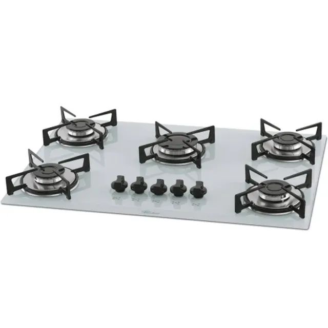 FOGÃO COOKTOP FISCHER 5 BOCAS GÁS VIDRO BRANCO 1642.6986 - Foto 2