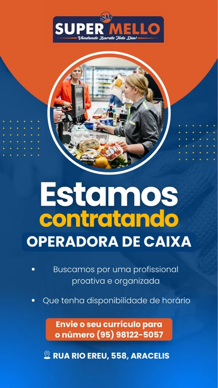 CONTRATA-SE OPERADORA DE CAIXA