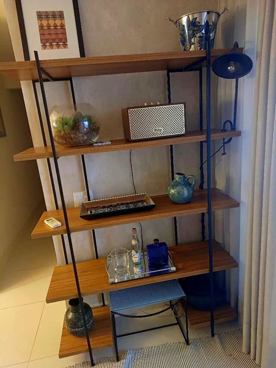 Estante de Metal e Madeira com 5 Prateleiras