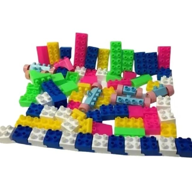 Blocos De Montar Com 80 Peças Variadas