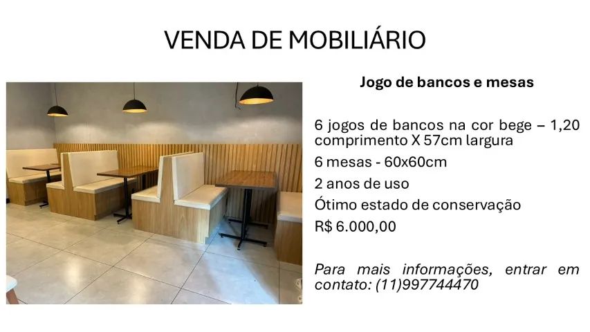 Jogo de bancos e mesas