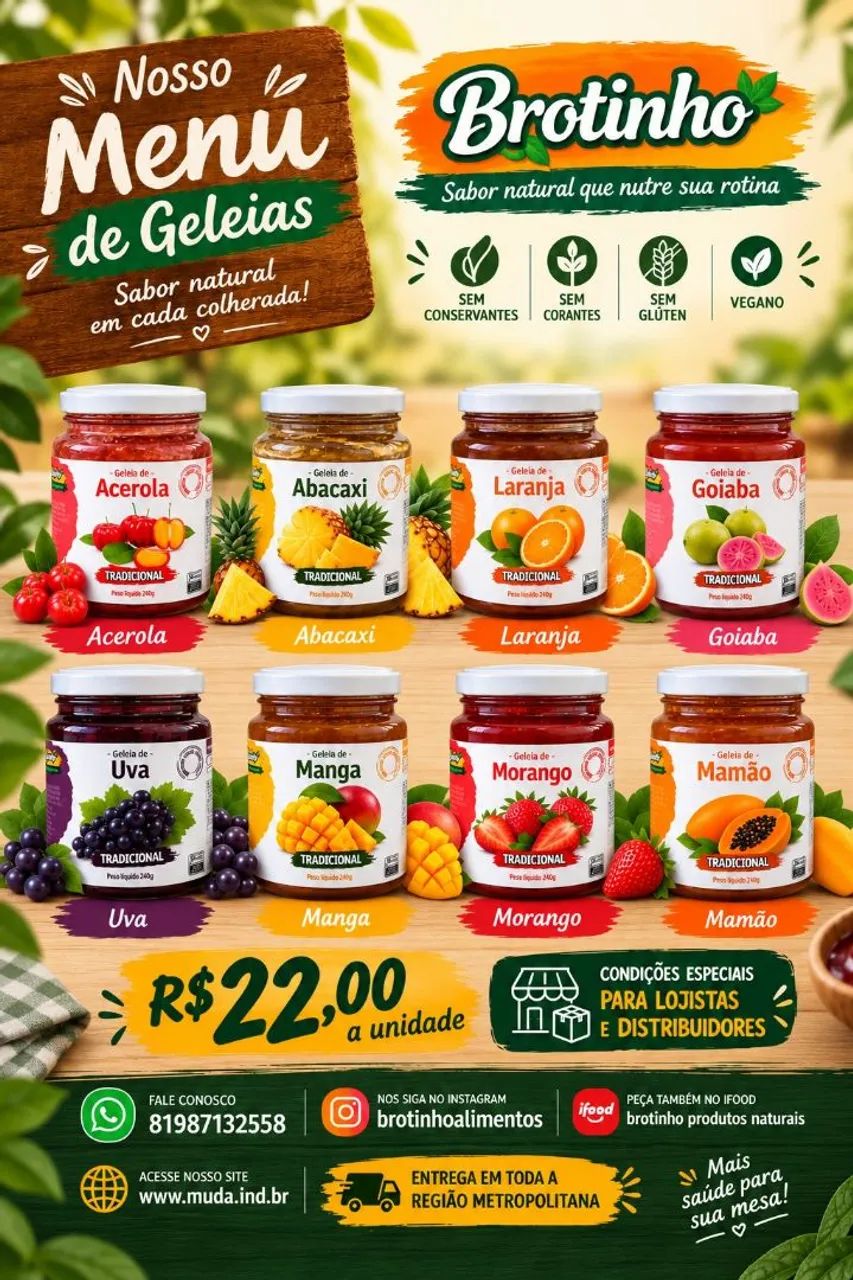 Geleias tradicionais, zero e proteícas