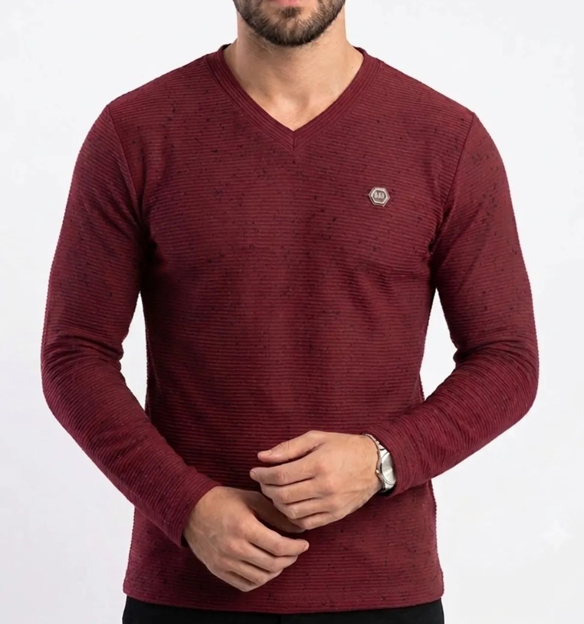 Camisa Gola V Longa Textura 