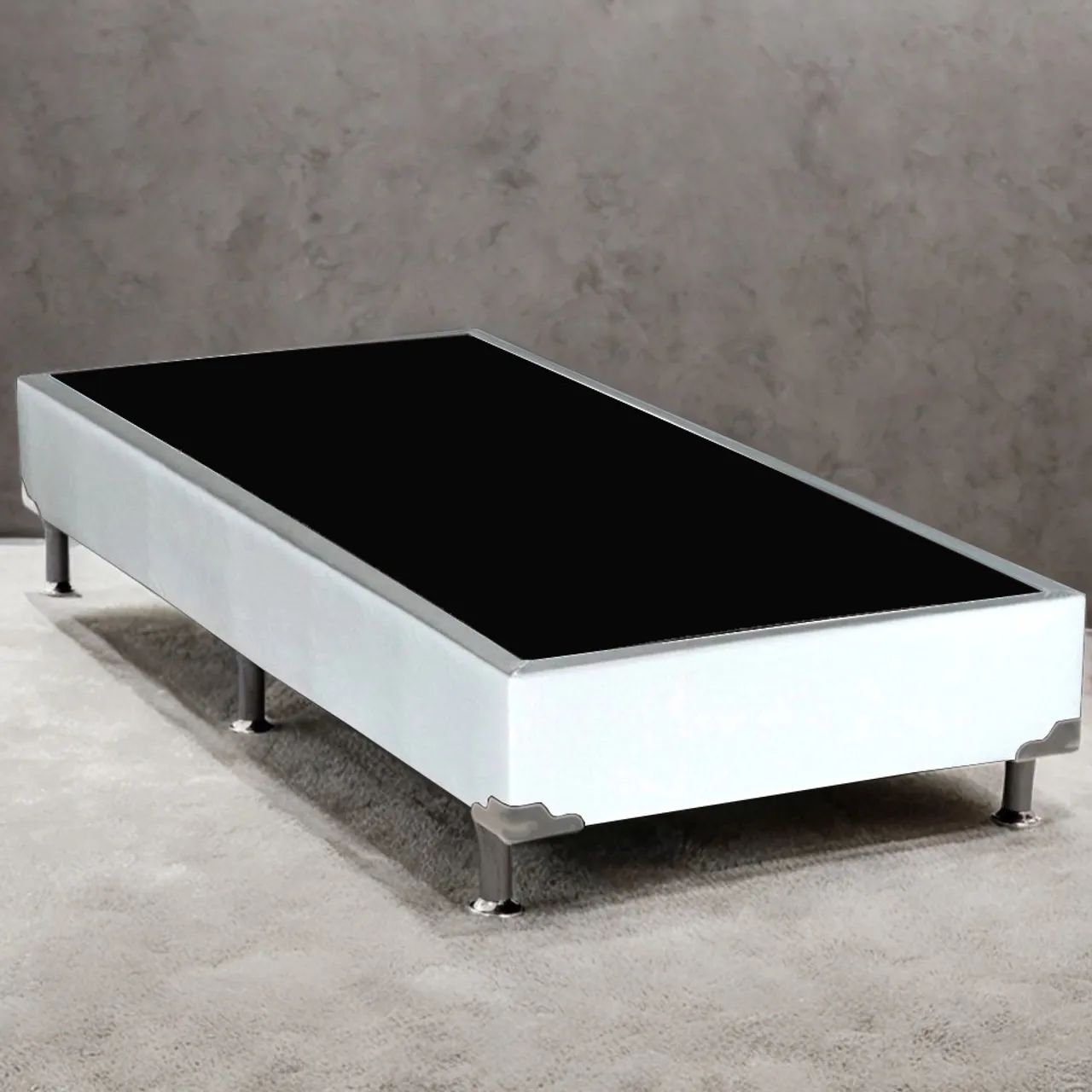 Base Box Solteiro Simples Corino Branco - ALTO NÍVEL CAMAS E COLCHÕES / pronta entrega 