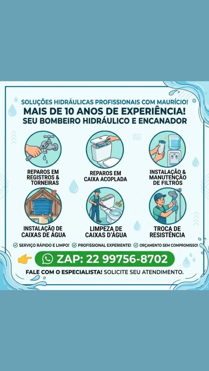 Sou bombeiro hidraulico encanador 