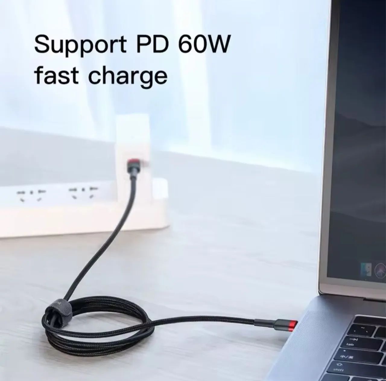 Cabo Turbo USB C para C Baseus 60w 1M - Foto 2