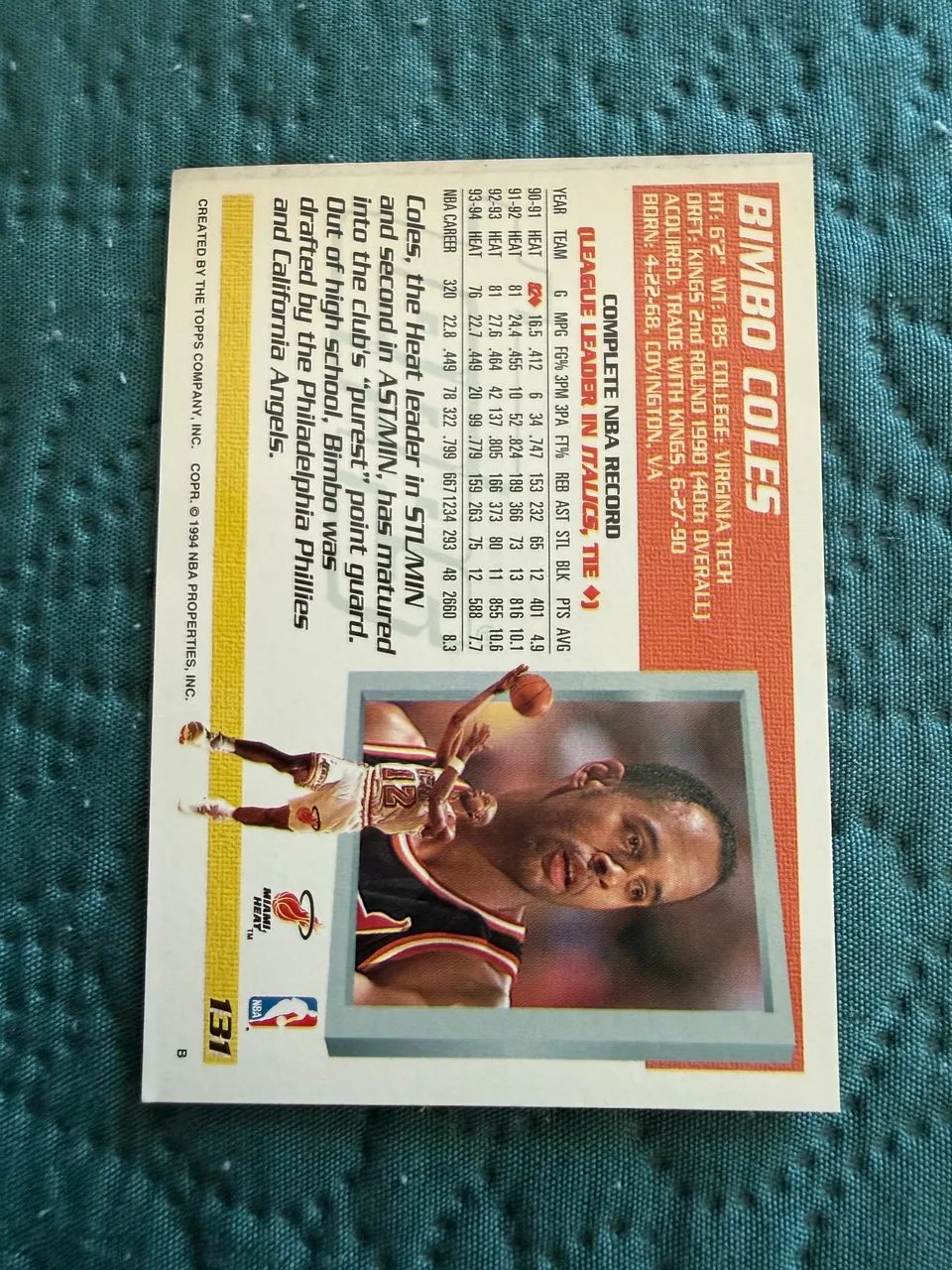 Bimbo Coles ? 1994-95 Topps #131 - Foto 2