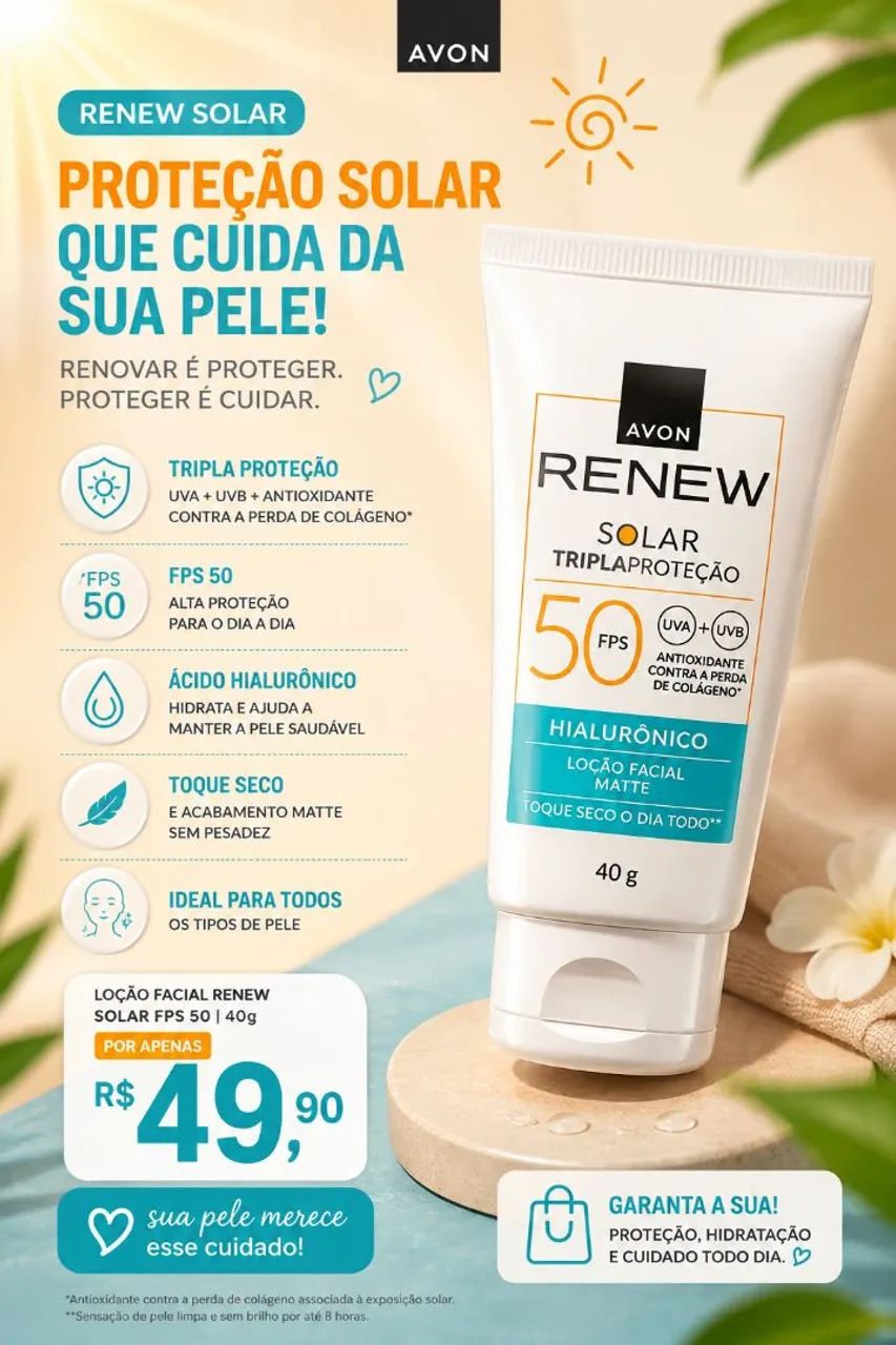 Renew com tripla proteção solar