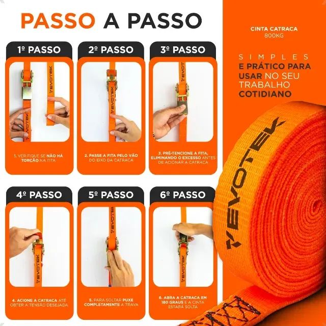 Cinta Catraca Amarração Carga 800kg 4,6 Metros - Foto 4
