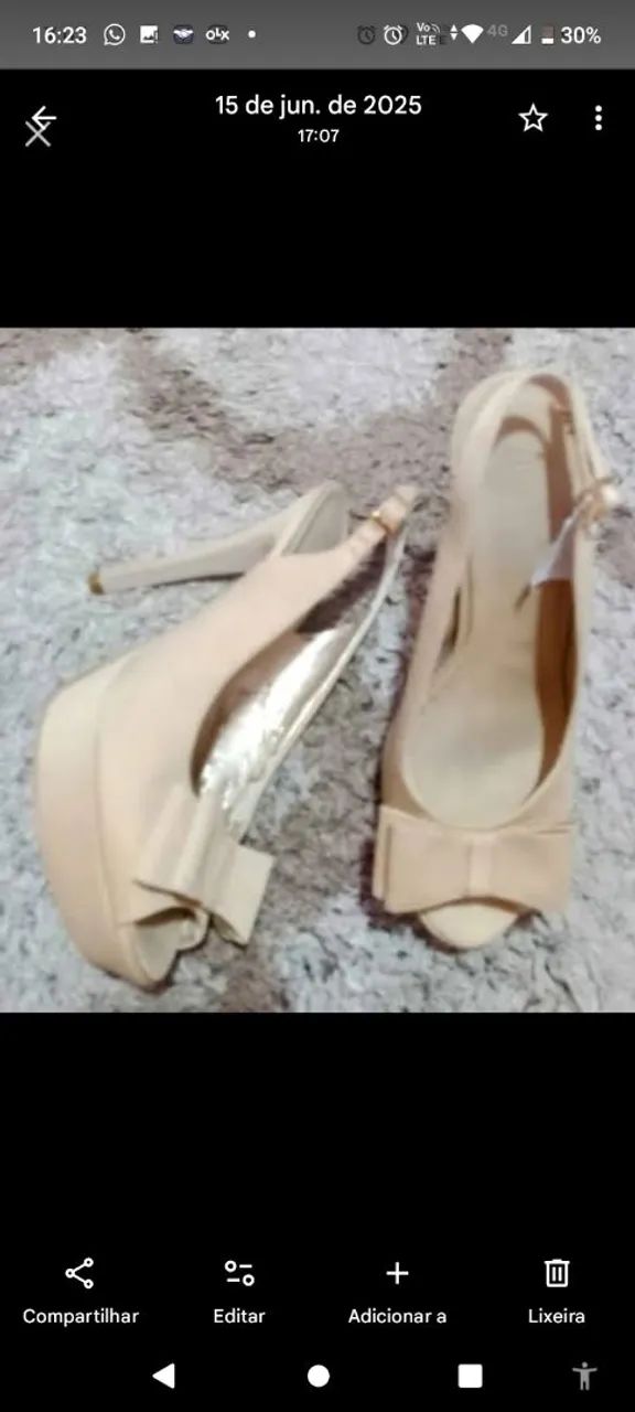 Sandália Beje Plataforma Alta. - Foto 5