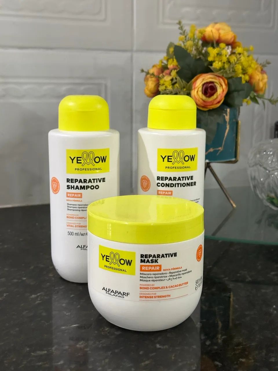 Kit Shampoo, Condicionador e Máscara da Yellow Professional - Reparative - Foto 4