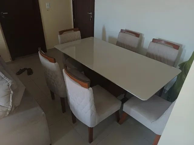 Mesa de Jantar 6 Lugares Tampo de Vidro - Foto 5