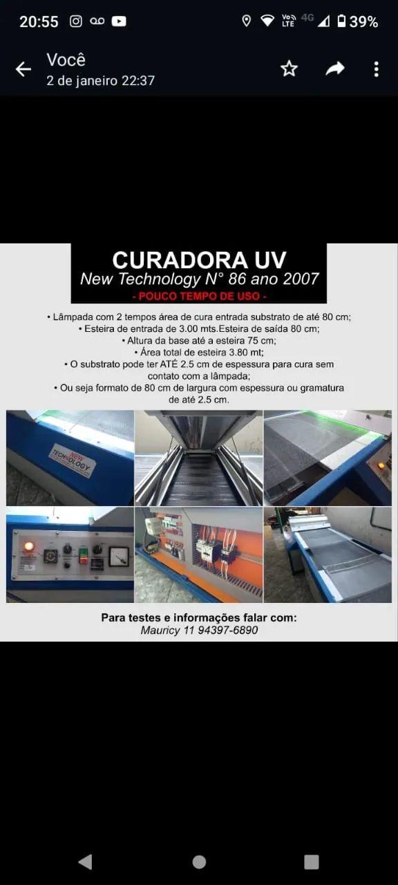 Secadora / Curadora para tintas e vernizes UV impressas em papéis, adesivos, outros - Foto 3