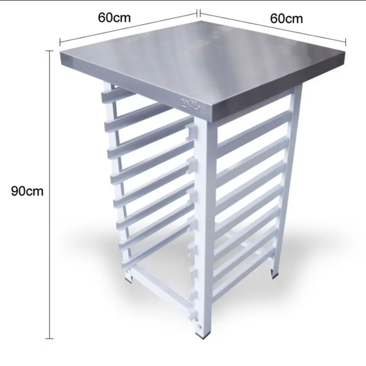 Mesa para Forno 60x60 Tampo em Inox com Capacidade para 8 Assadeiras 35x35 Bancada Apoio