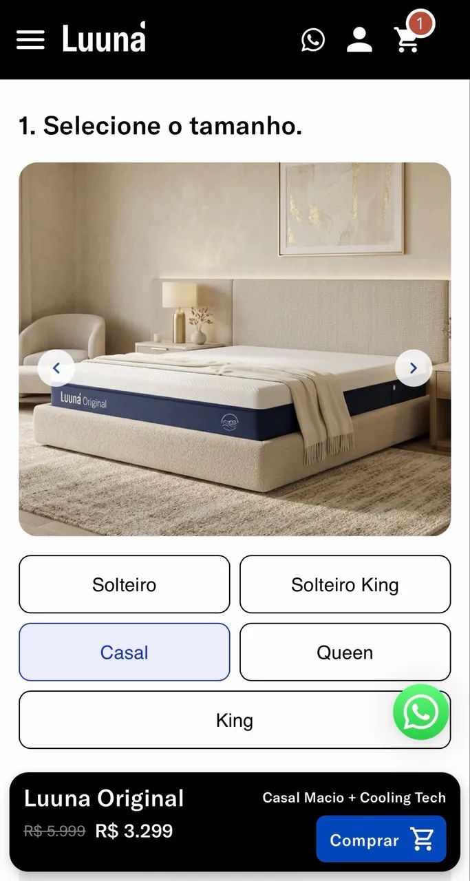 colchão luuna original casal cooling tech
