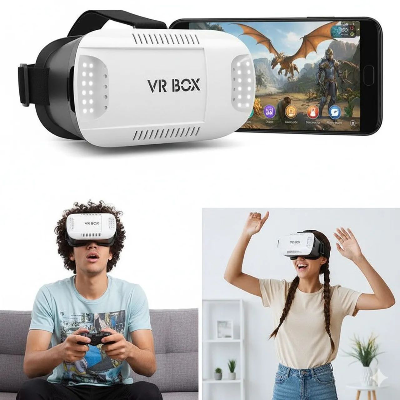 Óculos VR 3D Realidade Virtual + Controle Bluetooth Android iOS Smartphone até 6,5" - Foto 2