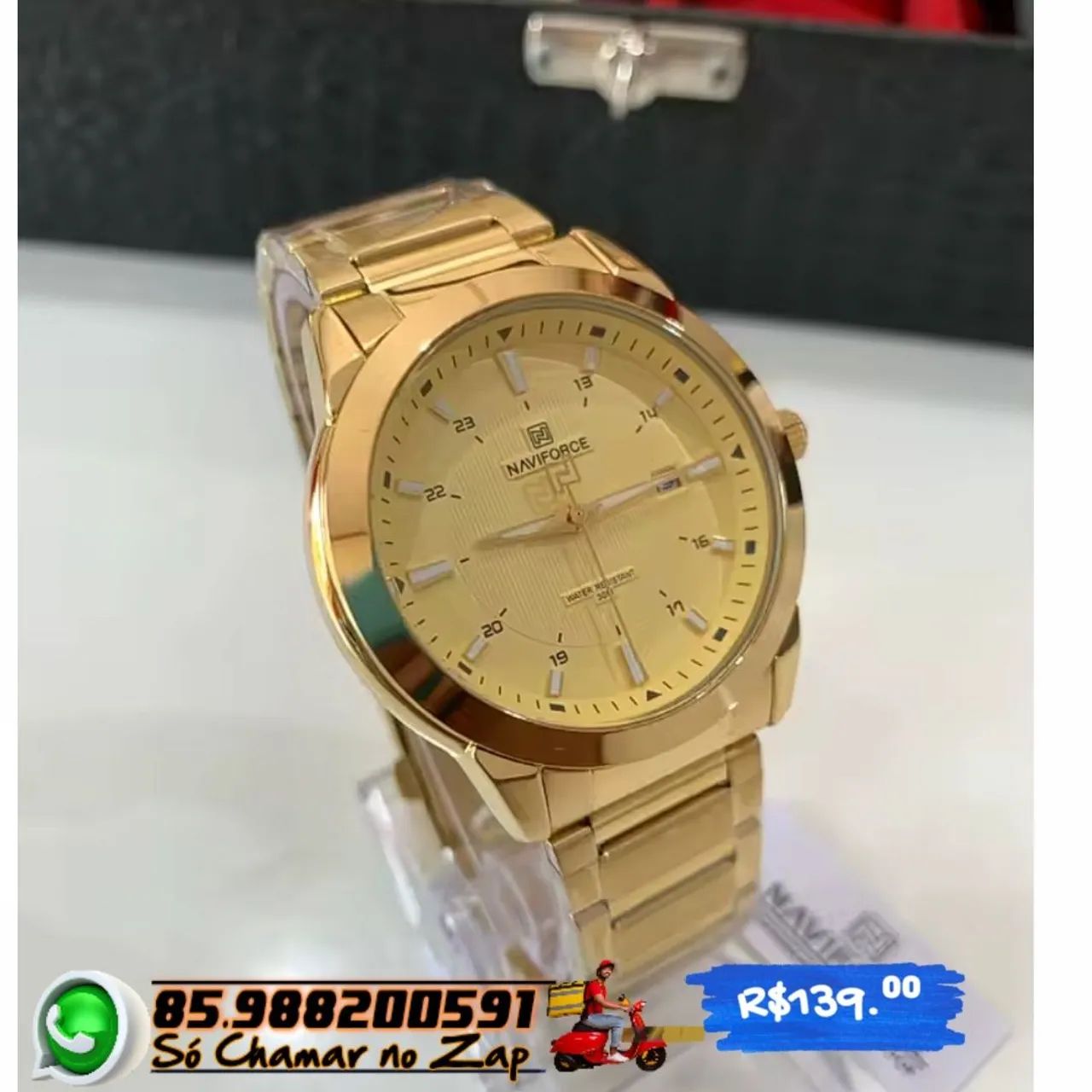 Relógio Quartzo Dourado NAVIFORCE combina design moderno  - Foto 2