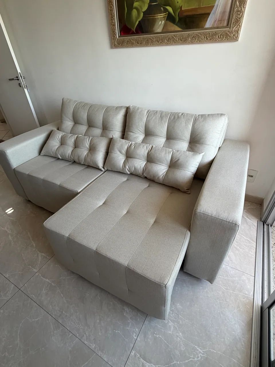 Sofá retrátil 3l em linho TAM 2,05m - Foto 3