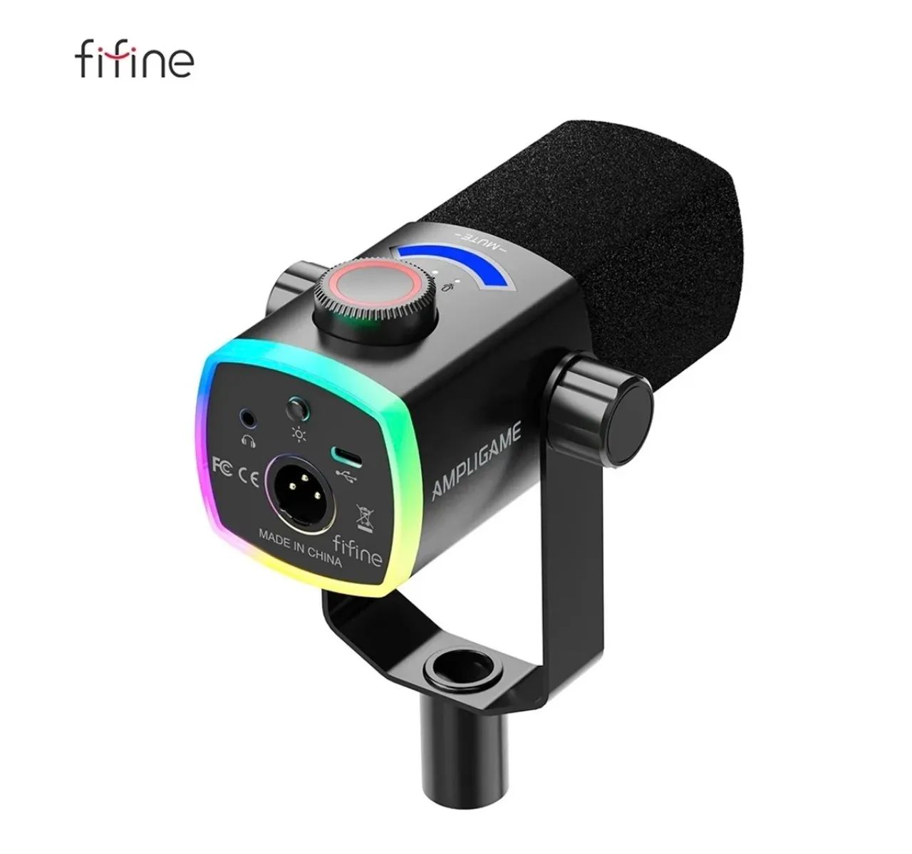 microfone fifine am8 pro preto com braço