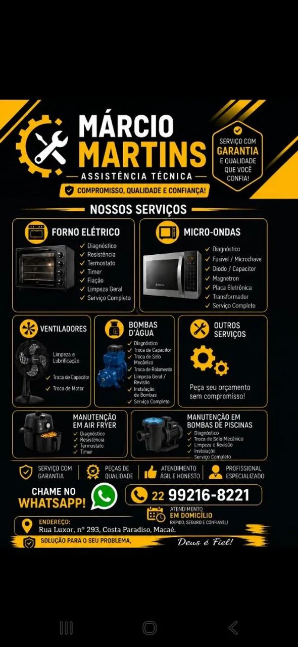 Manutencao  em Eletrodomesticos em Geral.