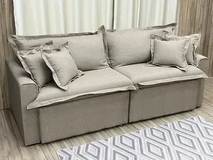 Sofá Cama Grande 3 Lugares No 2,00M Linho