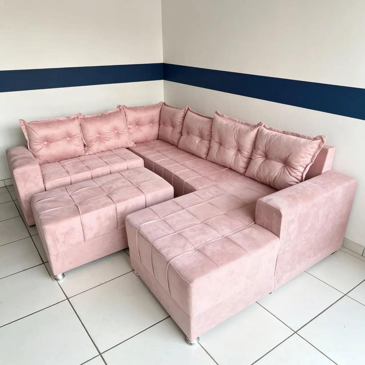 SOFÁ CHAISE COM 7 LUGARES. CONJUNTO COMPLETO  - Foto 2